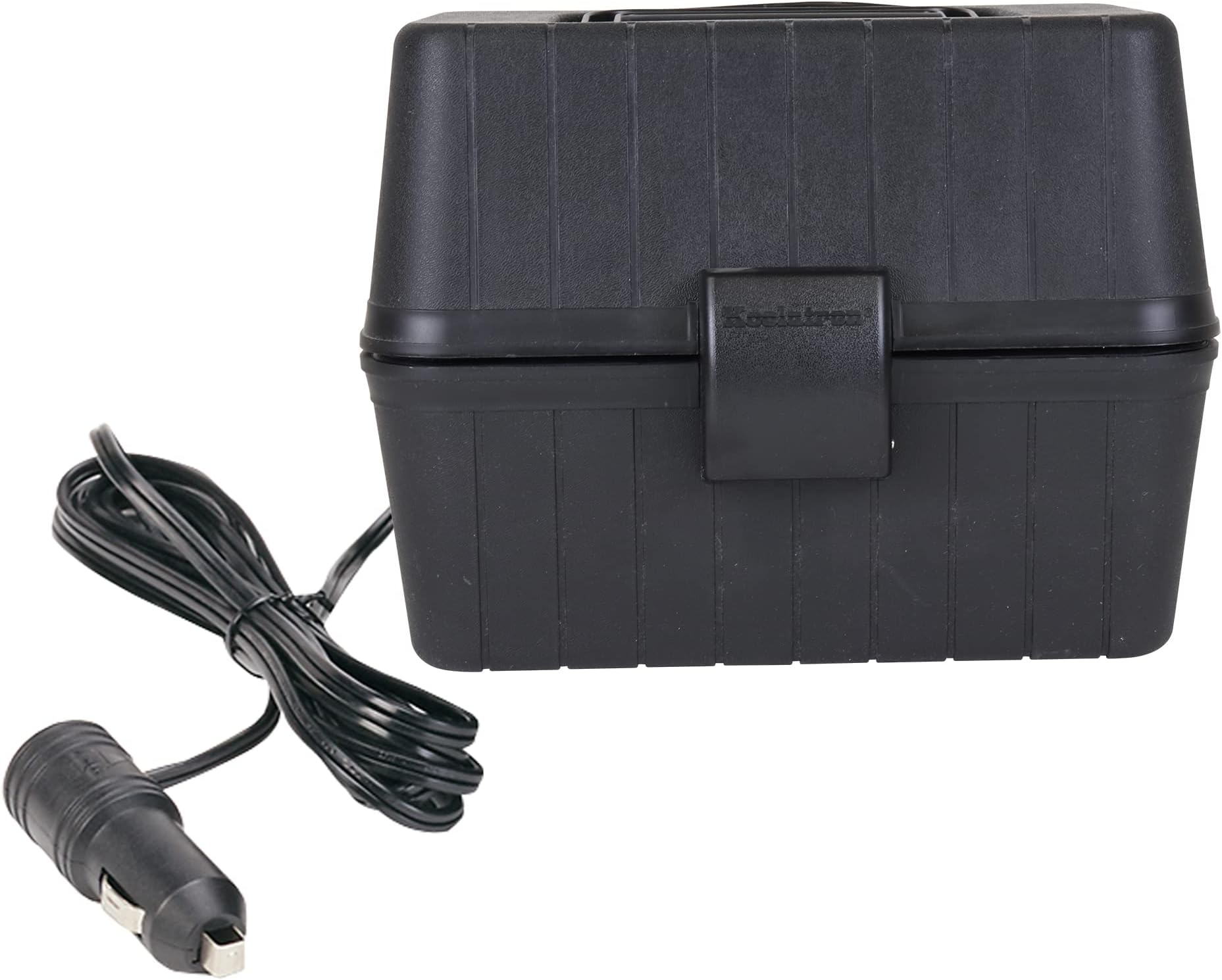 Koolatron 12V Heating Lunch Box Stove, 1.6 Qt (1.5 L) Black 6 ft (1.8m) Power Cord Heats to 300F (149C) Built-In Cord Storage Classic Construction Worker Lunchbox for Car SUV Pickup Truck