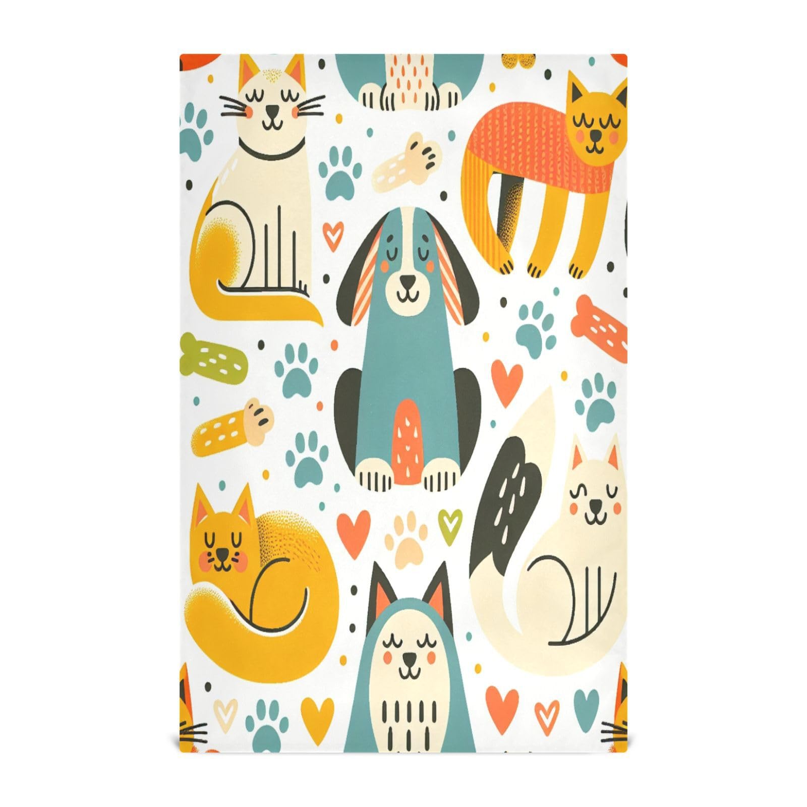 Msyxl Dogs and Cats Kitchen Dish Towels - 4 Pack, 18x28 Inch Soft Absorbent Quick-Drying Kitchen Towels for Dish Cleaning and Hand Wiping