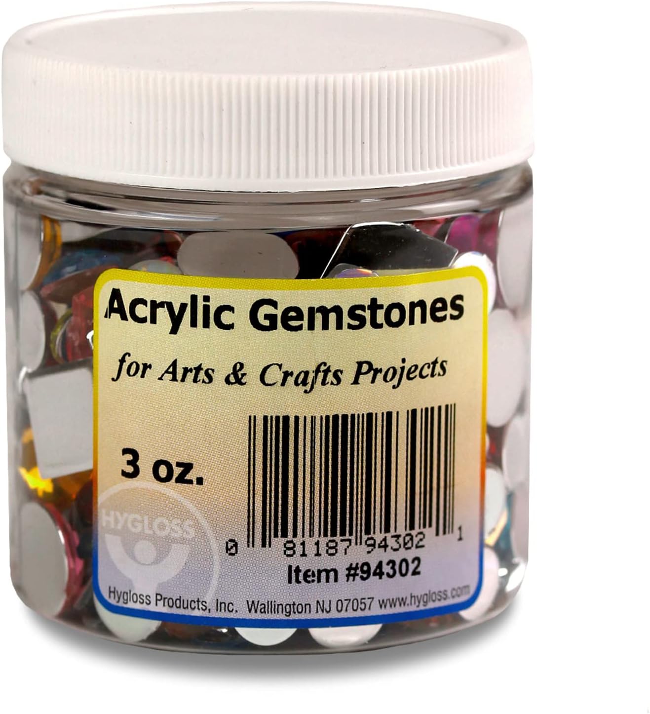Hygloss Products Multicolor Acrylic Gemstones – Variety Pack of Shiny Jewels, 2.5 Ounce Container, (94302)