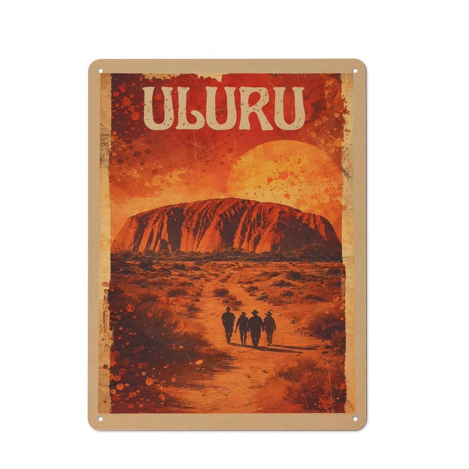 Junmoney Style-6 Vintage Metal Sign 40X30cm Featuring Uluru Vintage Travel For Pub Or Café, Wall Decor For People Reorganising Pub And Café