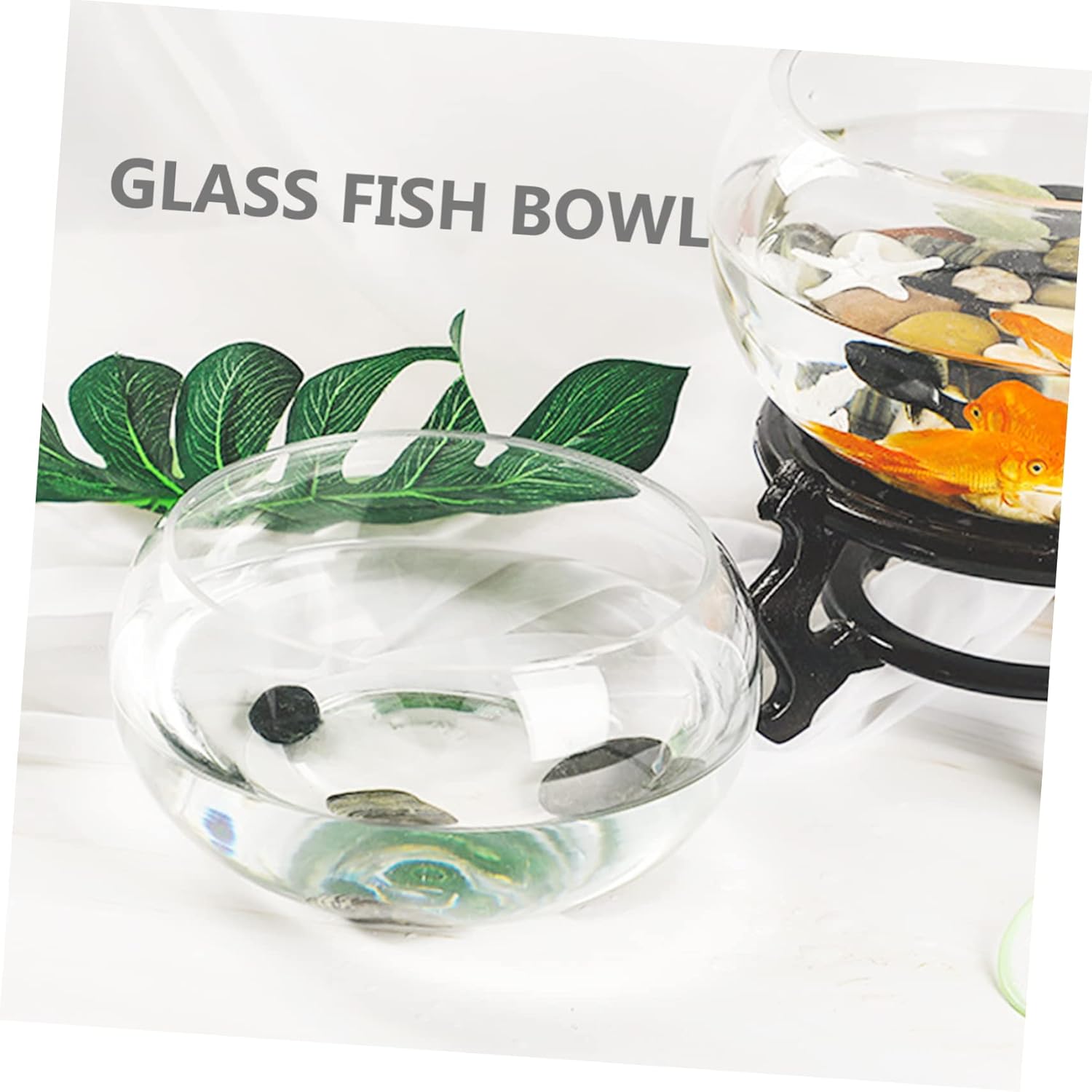 2pcs Transparent Glass Fish Bowl for Hydroponic Plants Versatile Turtle Feeding Tank and Decorative Succulent Pot for Home and Office