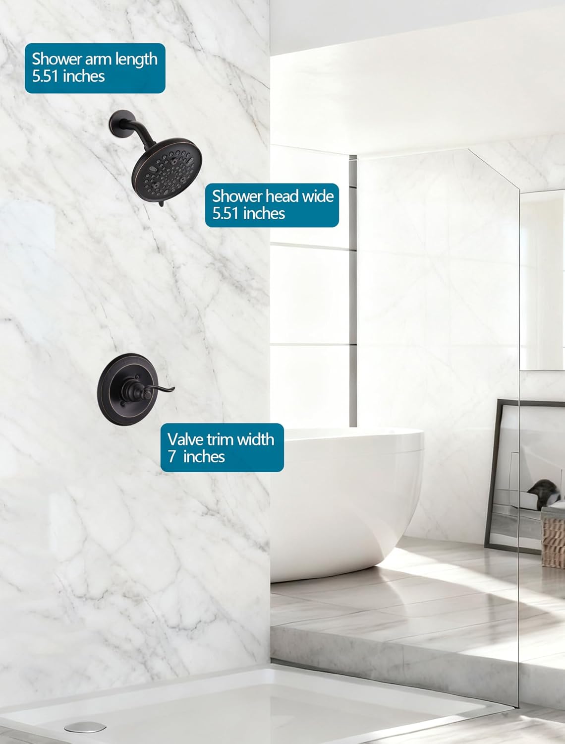 Replacement 5.5" Rainfall Shower Set for Delta 1300/1400 & 13/14 Series, 9 Modes Shower Head & Shower Cover Plate with Handle, Metal Oil Rubbed Bronze (Valve & Cartridge Not Included)