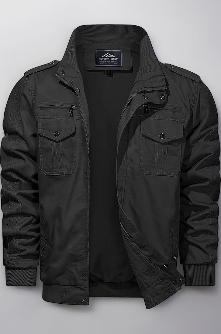 Buy CHROES® Men's Cotton Military Jacket Cargo Bomber Jacket with