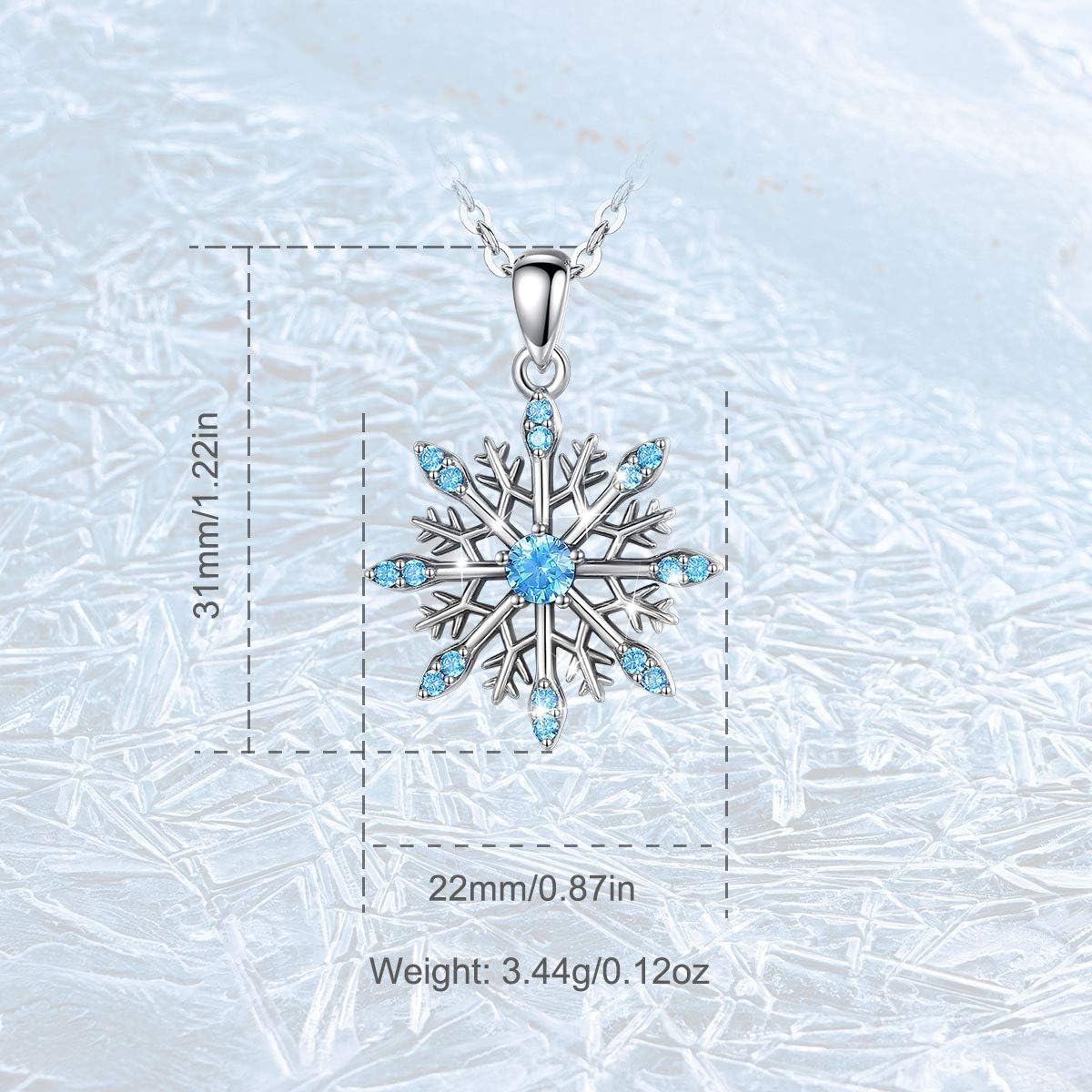 INFUSEU Collana Fiocco Di Neve, 925 Sterline Argento La Ragazza Della Neve Pendente Fiocco Di Neve In Zirconia Cubica Gioielleria Collana Elegante Donna