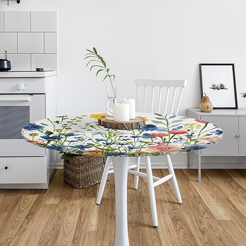 Vista 247 de Cardinal Bird - Mantel redondo ajustable con borde elástico de 36 a 42 pulgadas, mantel redondo elástico, impermeable, lavable, mantel circular