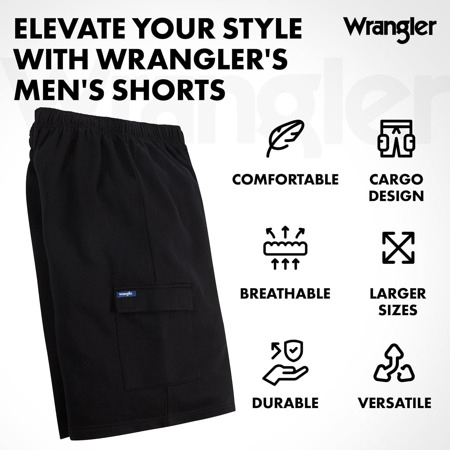 Wrangler Cargo Shorts for Men Big and Tall, Fleece Heavyweight Mens Sweat Shorts - Image 5
