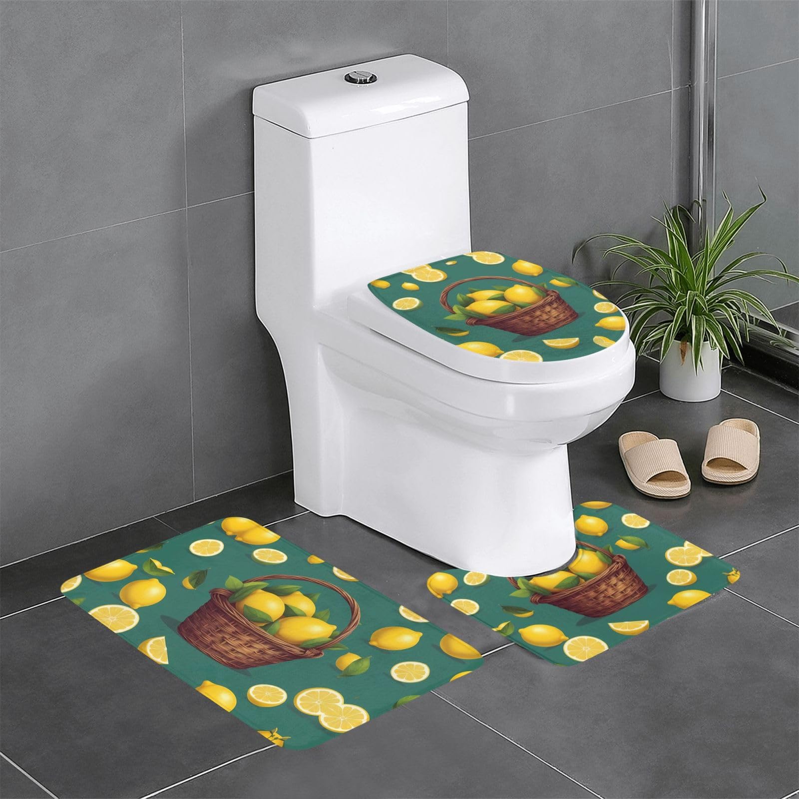 Tapis de salle de bain rectangulaire ovale contour WC One Basket