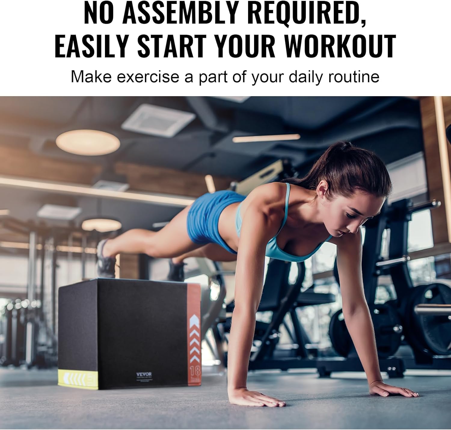 VEVOR 3 in 1 Plyometric Jump Box, 20/18/16 Inch Cotton Plyo Box, Platform & Jumping Agility Box, Anti-Slip Fitness Exercise Step Up Box for Home Gym Training, Conditioning Strength Training, Black - Image 6