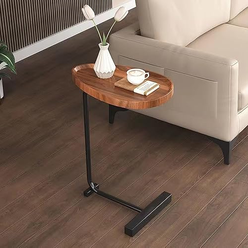Miniatura 2 de Mesa auxiliar pequeña en forma de C de 2 piezas con marco de metal, mesa de sofá, bandeja de TV, mesita de noche, soporte portátil para laptop, mesa