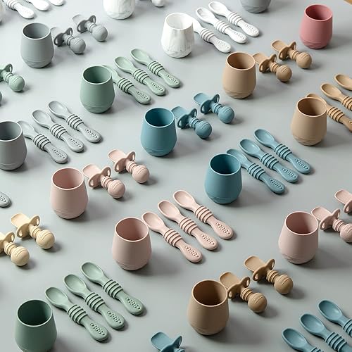 Miniatura 6 de SAMiGO Vasos de silicona para bebés de 6 a 12 meses, pequeñas tazas abiertas, tazas de entrenamiento para el destete LED del bebé, juego de 2 vasos