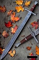 Vista 1 de Espada de acero de Damasco personalizada, espada de caza de machete legendario de 37 pulgadas