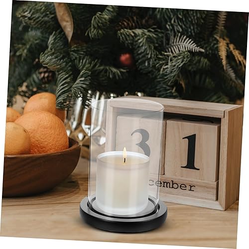 Miniatura 9 de Candelabro de cristal con base de madera transparente para chimenea, tubo de chimenea, soporte para velas, cilindro de vidrio, placa de vela