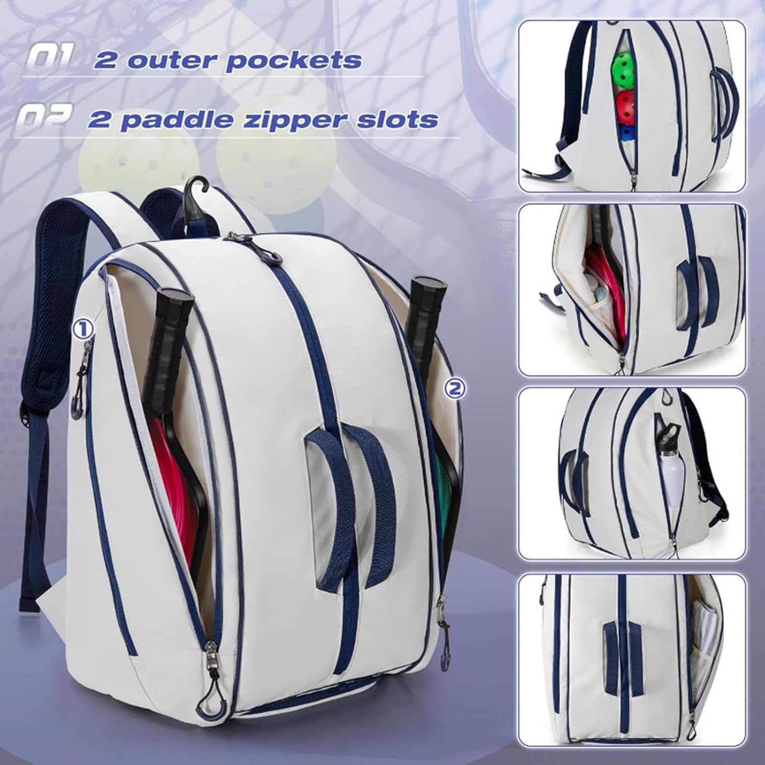 Pickleball Bag Canvas Peak Racket Storage Backpack Waterproof Multi-Layer Versatile Rucksack with Laptop & Shoe Compartment Fits Pickleball Paddles Outdoor Sports Classroom and Daily Use