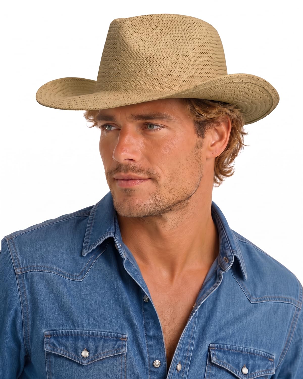 Zylioo Sombrero de vaquero de paja XXL, sombrero de vaquera occidental de gran tamaño, sombreros de paja de verano de cabeza grande, sombreros ligeros de viaje para la playa