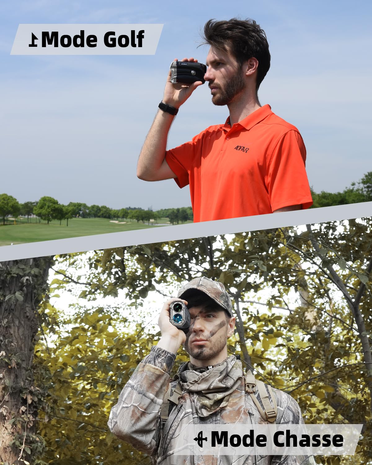 AOFAR GX-2S Pro Télémètre Laser Golf et Chasse 1000Y, Compensation de Pente on/Off, Verrouillage du Drapeau avec Vibration, Distance Horizontale, Mesure d'angle, Haute Précision