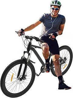 Mountain bike da 26 pollici, cambio a 21 velocità, bicicletta per adulti per uomini e donne, mountain bike con sospensione anteriore, freno a disco, nero