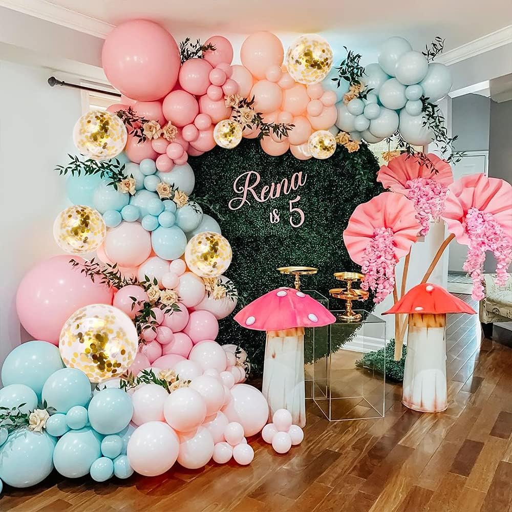 Vanjehou Pastel Balloons Garland Arch Kit, 117 pcs Rainbow Macaron Balloons in 5" 10" 18" Pastel Party Balloons and Gold Confetti Balloons for Kids Birthday Wedding Bride Shower Baby Shower Unicorn Mermaid Party Decorations : Home & Kitchen