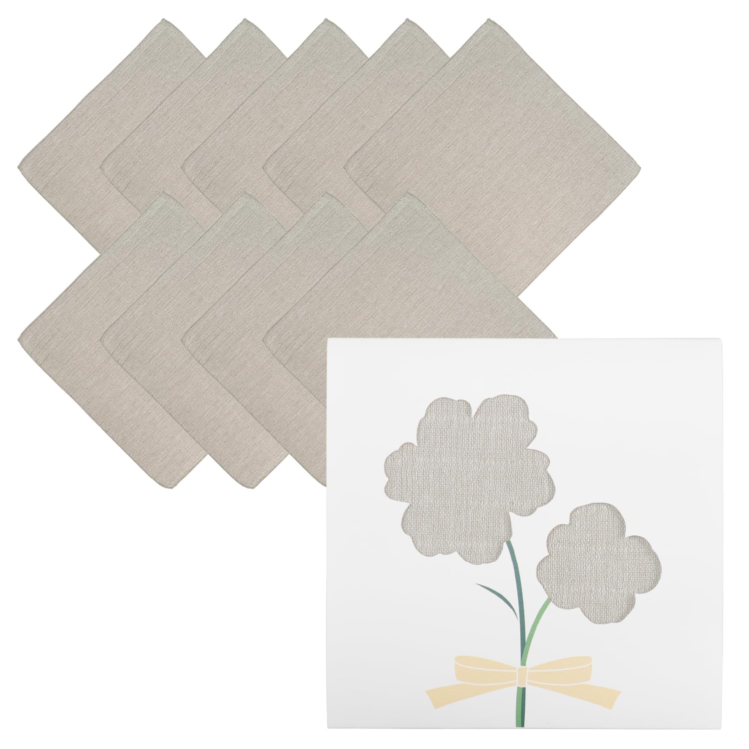 oruta tsutsumi Gauze Handkerchiefs, Set of 10, Flower Packaging, Petite Gift, Individual Packaging, Made in Japan, Celebrations, Mother's Day, 100% Cotton, 9.8 x 9.8 inches (25 x 25 cm), Gray : Home &