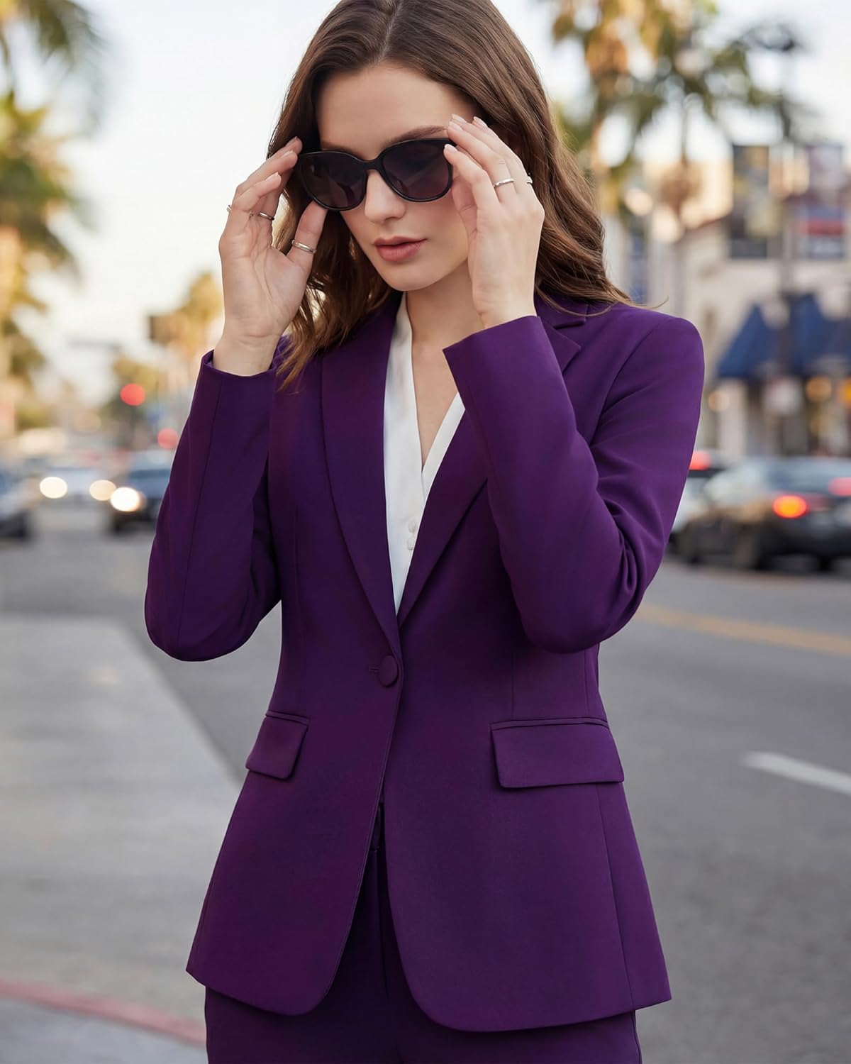 Women's Two Piece Pants Suits - Wrinkle-Free High End Business Dressy Formal Blazer Set - Professional Work Outfit