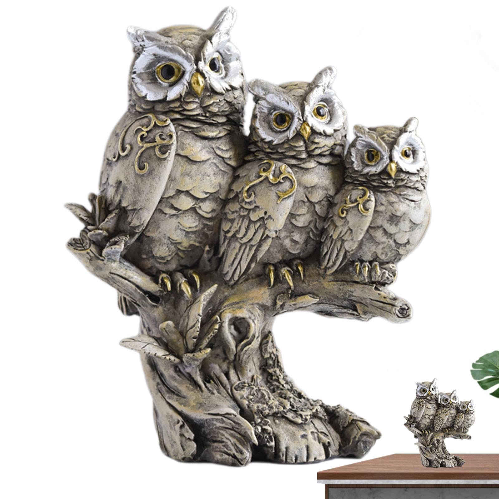 WJnflQN Figuras de búho decoración del hogar, Escultura de búho - Decoración de búho para el hogar,Linda decoración al Aire Libre, Estatua de jardín, Escultura Animal, estatuilla de Resina Moderna,
