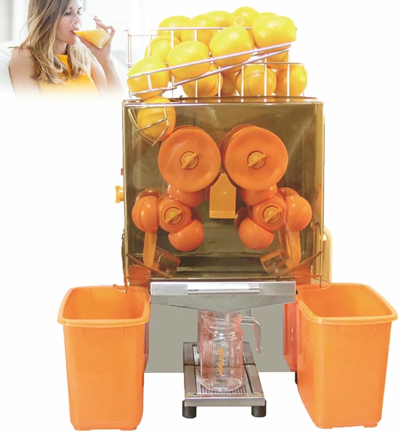 Commercial Electric Juicer Machine, High-Speed 40 Fruits/Min Juice Extractor for Fresh Oranges and More, for Bars and Restaurants-
