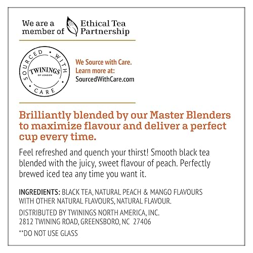 Miniatura 6 de Twinings Brew Over Ice Cápsulas K-Cup de té helado negro con sabor a melocotón sin azúcar para Keurig, cafeinada, 24 unidades (paquete de 1)