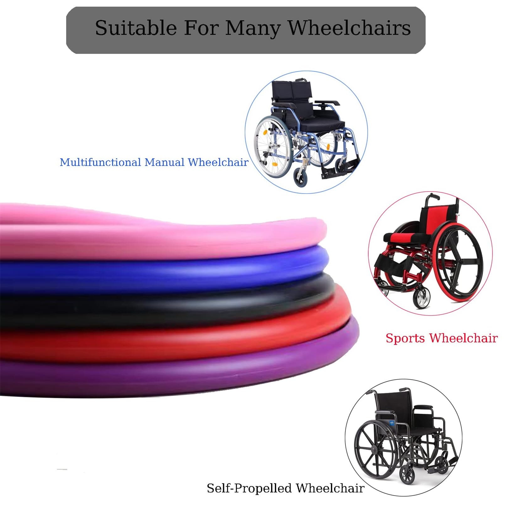 Copricerchi per Sedia a rotelle da 22/24 Pollici, copriruota Posteriore per Sedia a rotelle Sportiva, coprisedia Sportiva in Silicone, per Migliorare la Presa e la trazione (Rosso