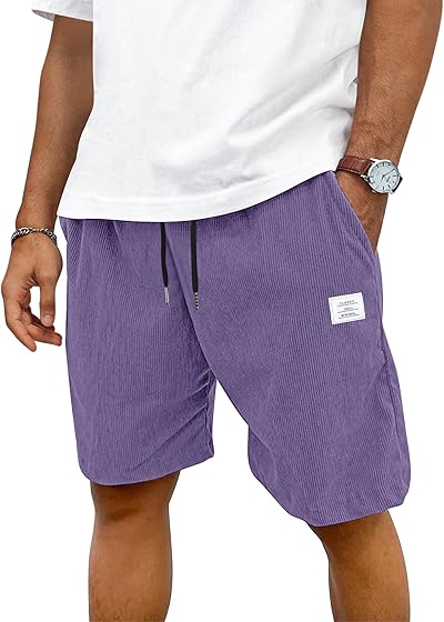 TARAINYA Corduroy Kurze Hosen Herren Baumwolle Kordelzug Shorts Hose Sommer Stretch Mit Taschen