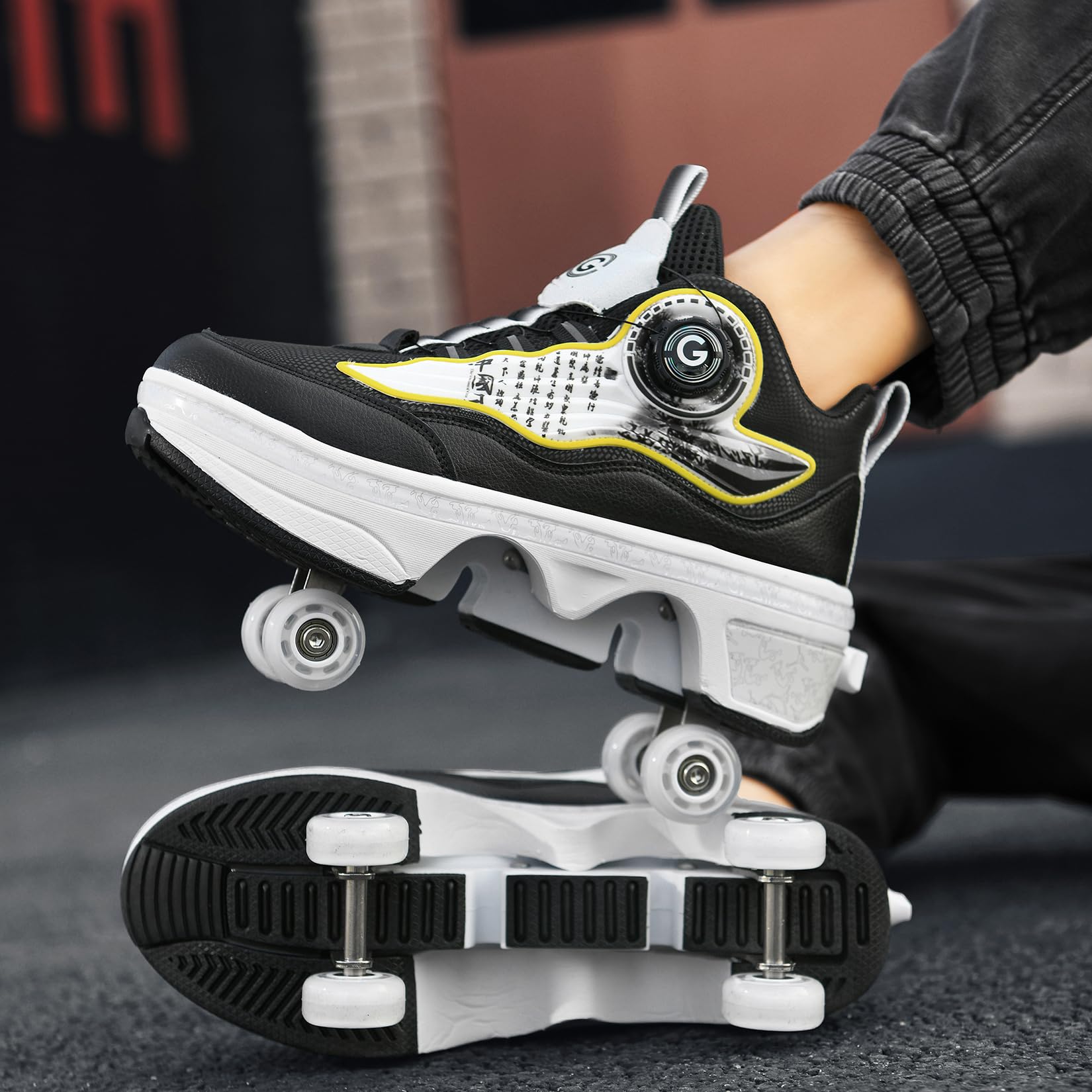 Schuhe mit Rollen – Sneaker 4 Rollen, Rollschuhe Skateboard Schuhe für Mädchen Jungen Damen Kinder Skate Shoes Sportlich Sneaker mit Verstecktes Räder Party Geburtstag Weihnachten