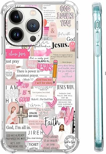 Miniatura 30 de Cubierta de Teléfono con Versículos de la Biblia y Citas Cristianas de Jesús en Collage, Funda Protectora Suave de TPU de Moda para iPhone 16 Pro,