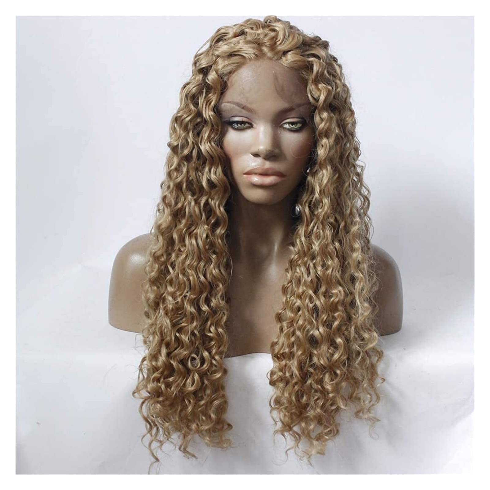 Cosplay Parrucche Parrucca Bionda Lunga Per Donna, Bionda Mista Marrone, Parrucche Afro Per Donne Nere Parrucche Corte Ricci Crespi 24 Pollici Parrucca Quotidiana