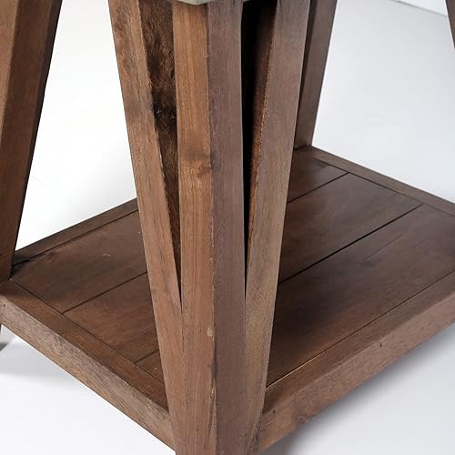 Miniatura 5 de Alaterre Furniture Mesa auxiliar Brookside de madera con revestimiento de cemento de 22" W