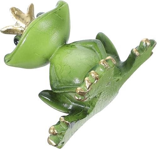 Miniatura 8 de Veemoon Estatuas de rana corona, ranas verdes y rey, estatuilla de figuritas coleccionables de animales, hechas a mano, artesanías de resina para