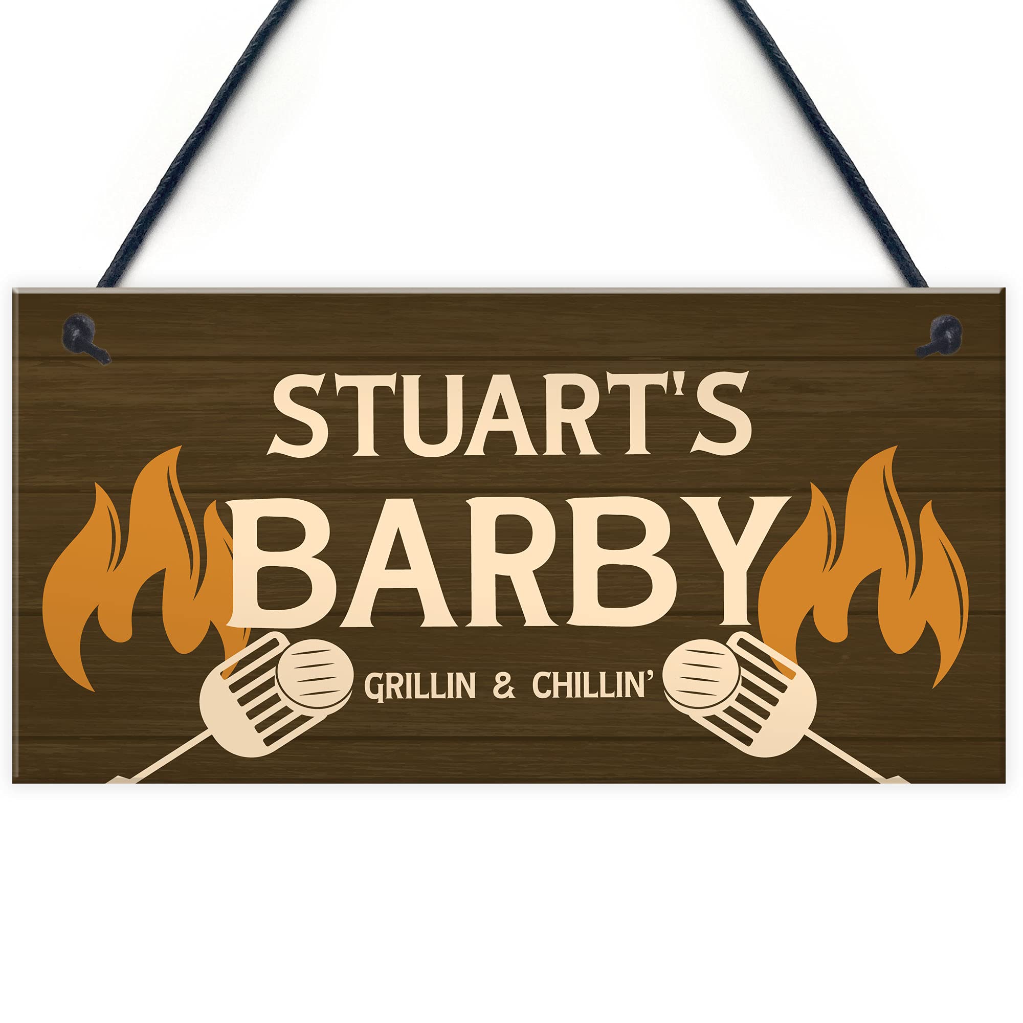 Funny Personalised BARBY Sign BBQ Man Cave Garden Shed Sign Dad Uncle Grandad Gift For Men
