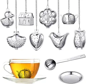 Vesici 10-Piece Stainless Steel Loose Leaf Tea Infuser Set with Cute Shapes