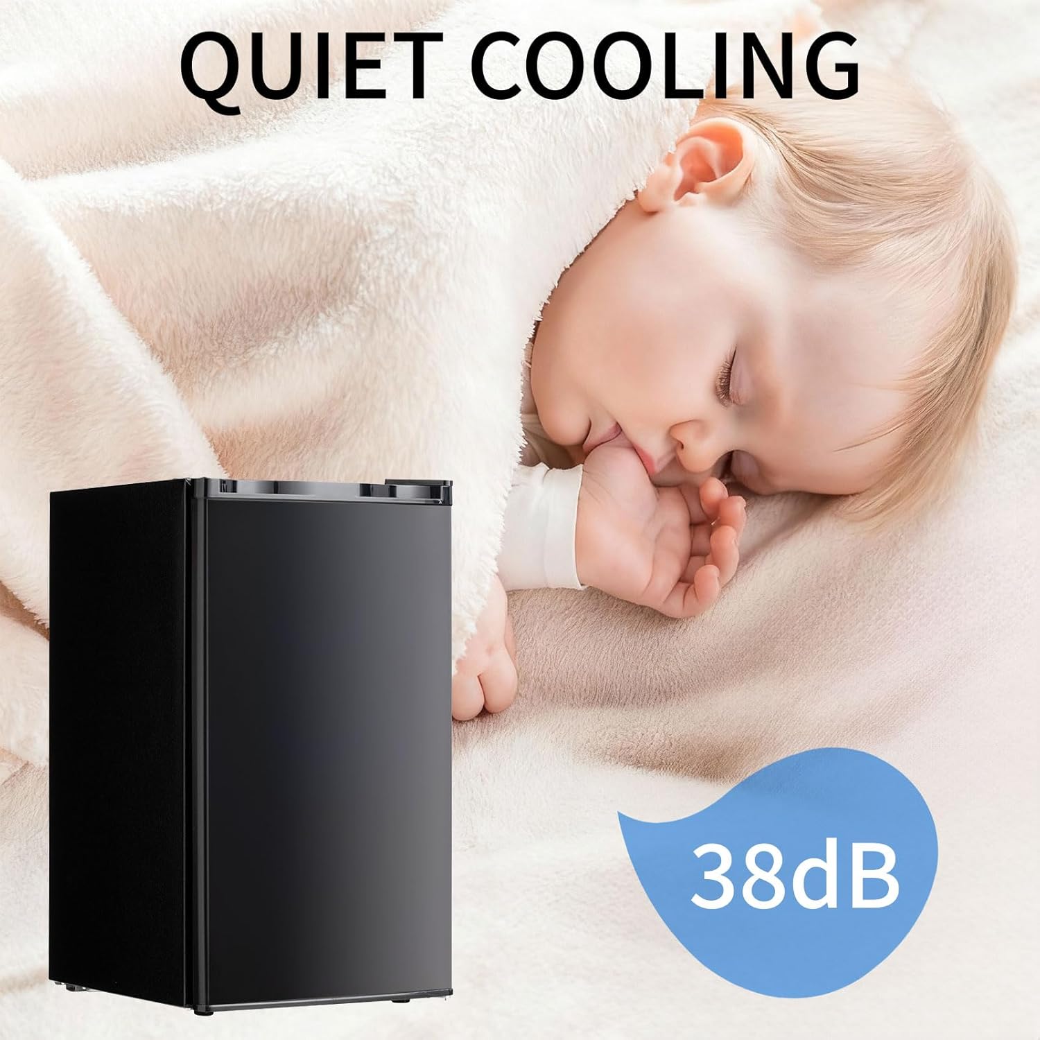 3.2 Cu.Ft Mini Fridge with Freezer, Single Door Compact Refrigerator with 7 Adjustable Thermostat, Small Refrigerator for Dorm, Office, Bedroom, Black