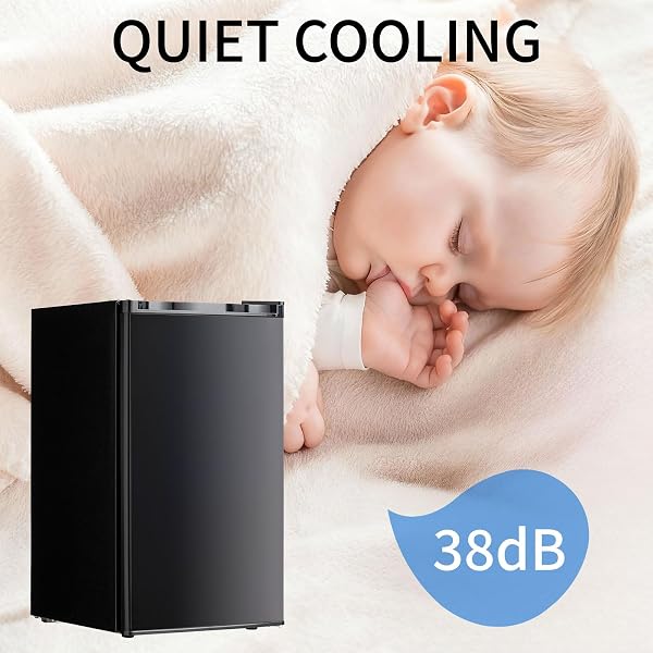 DollarDash 90.8L Mini Fridge with Freezer, Single Door Small Refrigerator, Dorm Fridge with 7 Adjustable Thermostat, Energy Saving, Low Noise, Compact Refrigerator for Office, Bedroom, Dorm, Black - 5