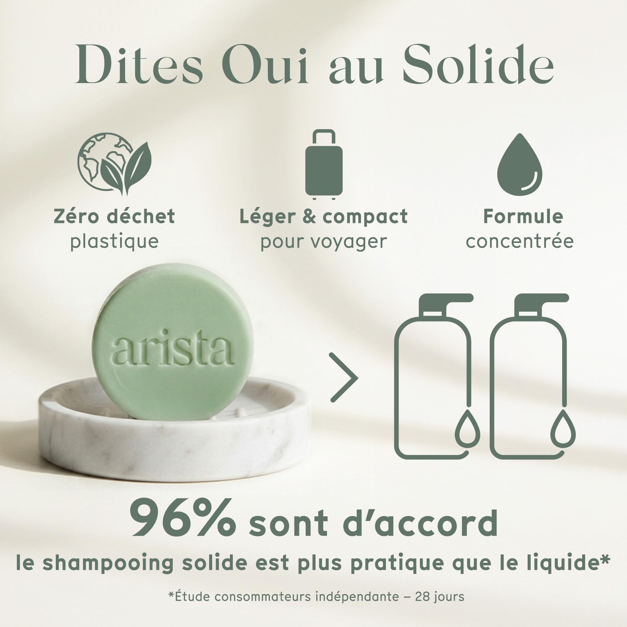 Arista Shampoing Solide Romarin & Biotine, Shampoing Volume Cheveux Fins et Plats, Apporte Volume et Légèreté, Favorise la Croissance, Sans Paraben, Sans Silicone, Sans Sulfate, Vegan (80 g)