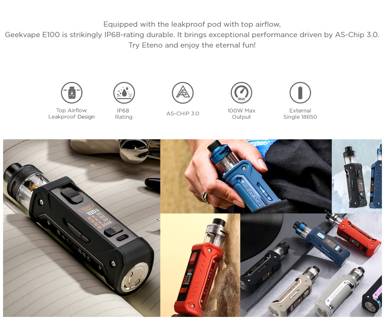 elf bar vape uk Geekvape E100 & E100i Kit | Aegis | Geekvape – Pursue a Healthy Vaping  Experience. Official Partner of Paris Saint-German main image 1