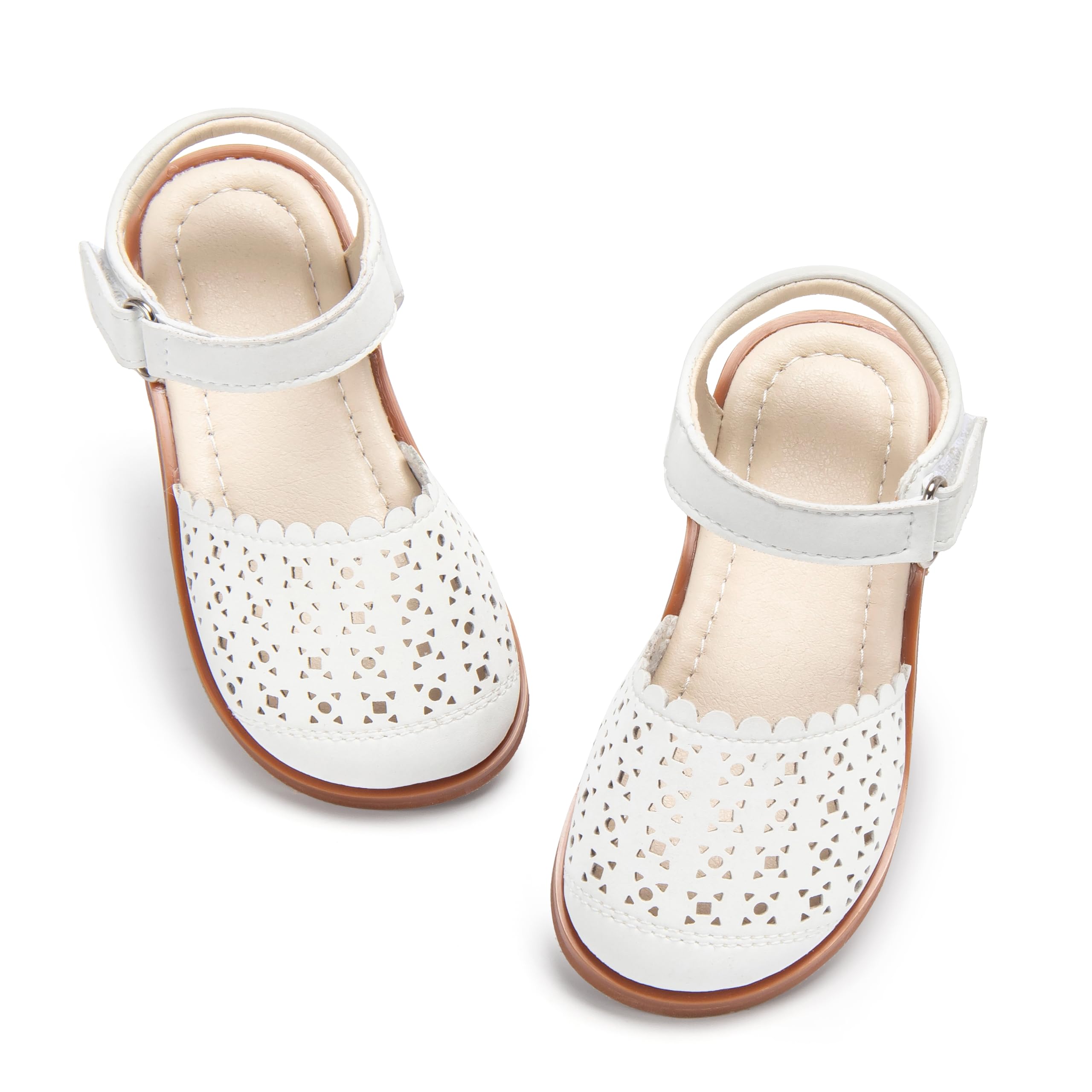 ESTINE Toddler Girls Little Kids Close Toe Sandals - Flower Girl Dress Flats Summer Shoes