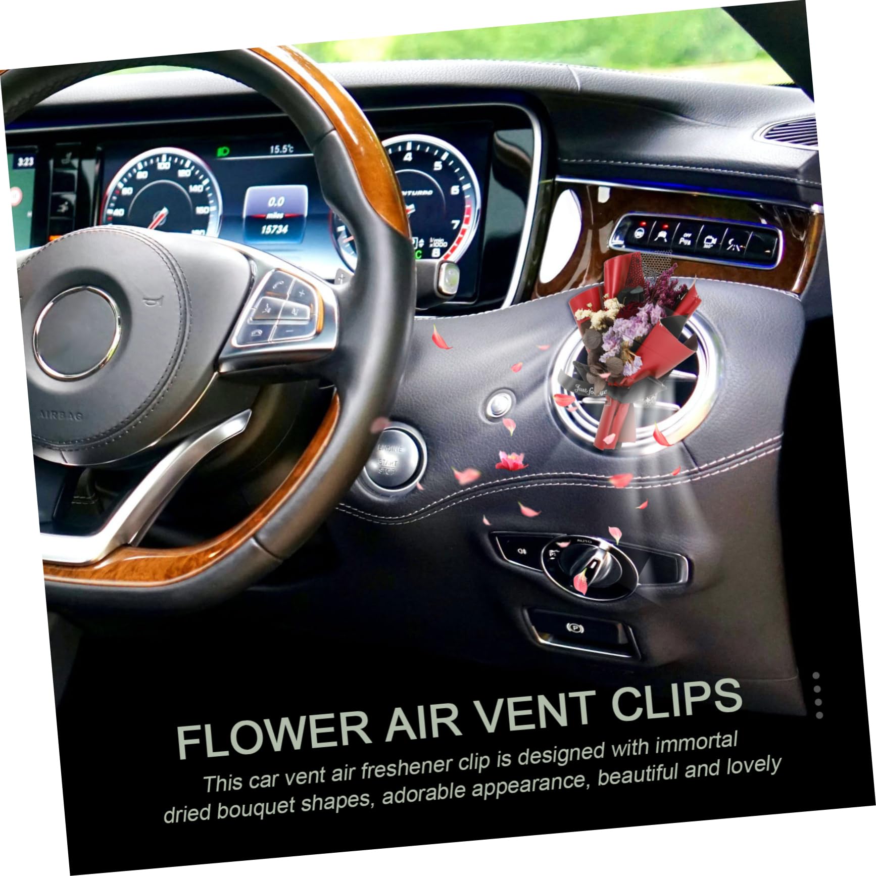 ULTECHNOVO 5pezzi Diffusore Per Auto Clip Con Fiore Di Decorazione Per Interni Auto Accessori Profumati Per Ventilazione Facile Da Installare e Resistente Design Elegante