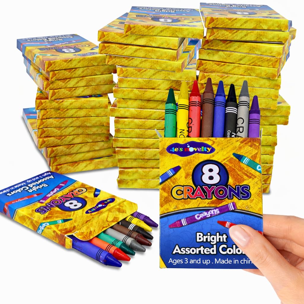 4E's Novelty 48 Boxes of 8-Packs Bulk Crayons for Kids, Classroom Crayons Bulk Teachers Supplies, School Supplies, Restaurants, Birthday Party Favors