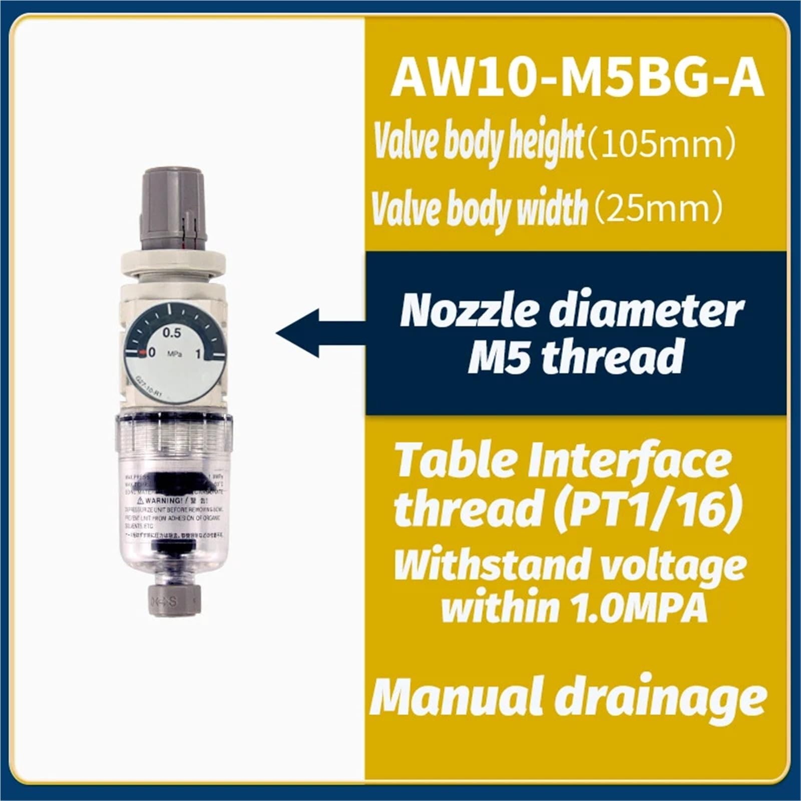 AW20/30-02E Source d'air séparateur huile-eau filtre vanne de régulation de pression réduisant 1 pièces(AW10-M5G-A)
