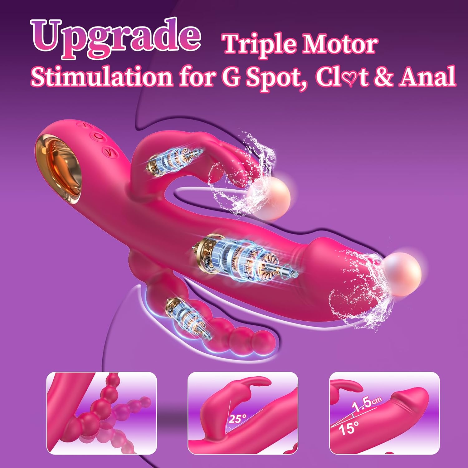 Thrusting Dildo Vibrator Women Sex Toys, LOBBKSHA G Spot Anal Rabbit Vibrators with 10 Powerful Thrusting & 10 Vibration Modes Soft Quiet Waterproof Rechargeable, Rose Adult Sex Toys for Sex Pleasure