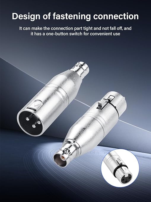 Conector XLR hembra a BNC hembra y XLR macho a BNC hembra miniatura 3