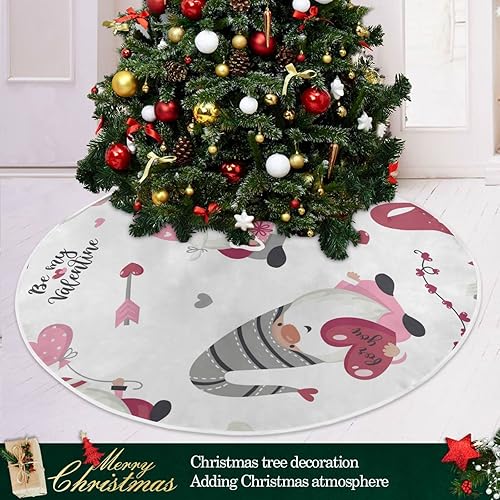Miniatura 6 de Kigai Falda de árbol de Navidad de gnomos del día de San Valentín, 36 pulgadas, tapete grande para árbol de Navidad, adornos de Navidad para
