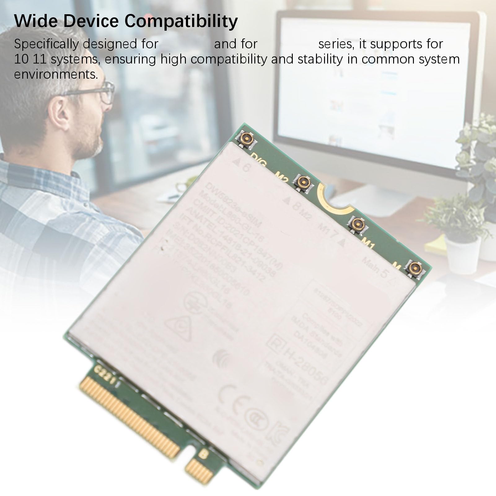 POENVFPO Tarjeta de Red del Módulo 4G LTE, Velocidad de Internet de 1 GB/s para Latitud/precisión, Soporte de Banda Global, Diseño Duradero