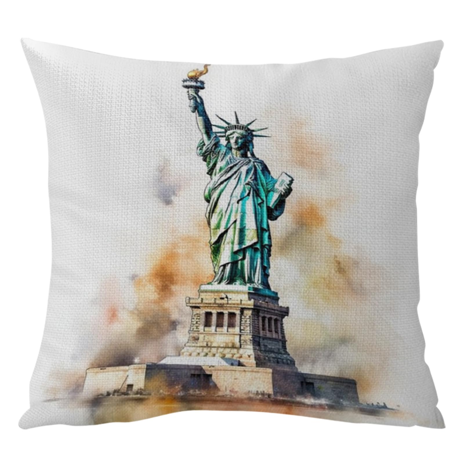 POETRYDRAW 11CT Cross Stitch Pillowcase Kit with Liberty Statue Design 45x45cm DIY Embroidery Cushion Cover for Adults & Beginners