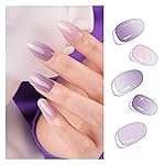 DANNI & TONI Semi Cured Gel Nail Strips Purple-White Ombre (Celestial Veil) Shimmer Gradient Gel Nail Wraps Gift for Woman 28 Stickers