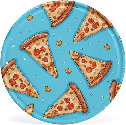 Miniatura 15 de Arte circular de metal para colgar en la pared de hierro, mezcla azul y marrón, letrero de lata industrial vintage con agujeros preperforados, arte